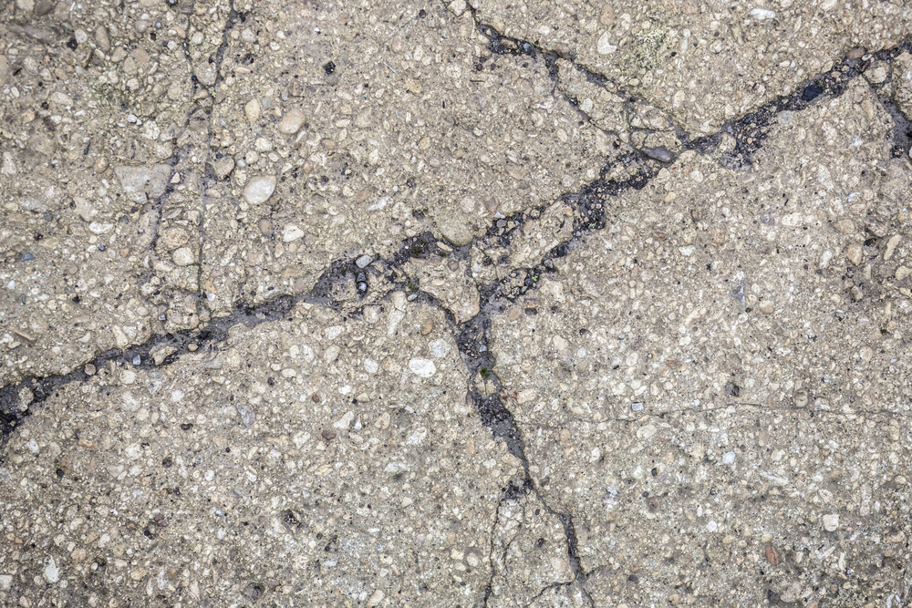 Cracked concrete floor outside