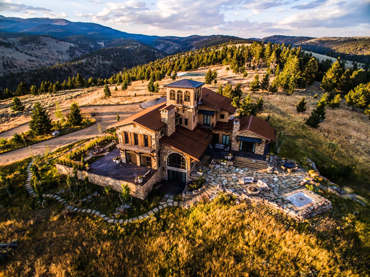 Aerial view of house and landscape