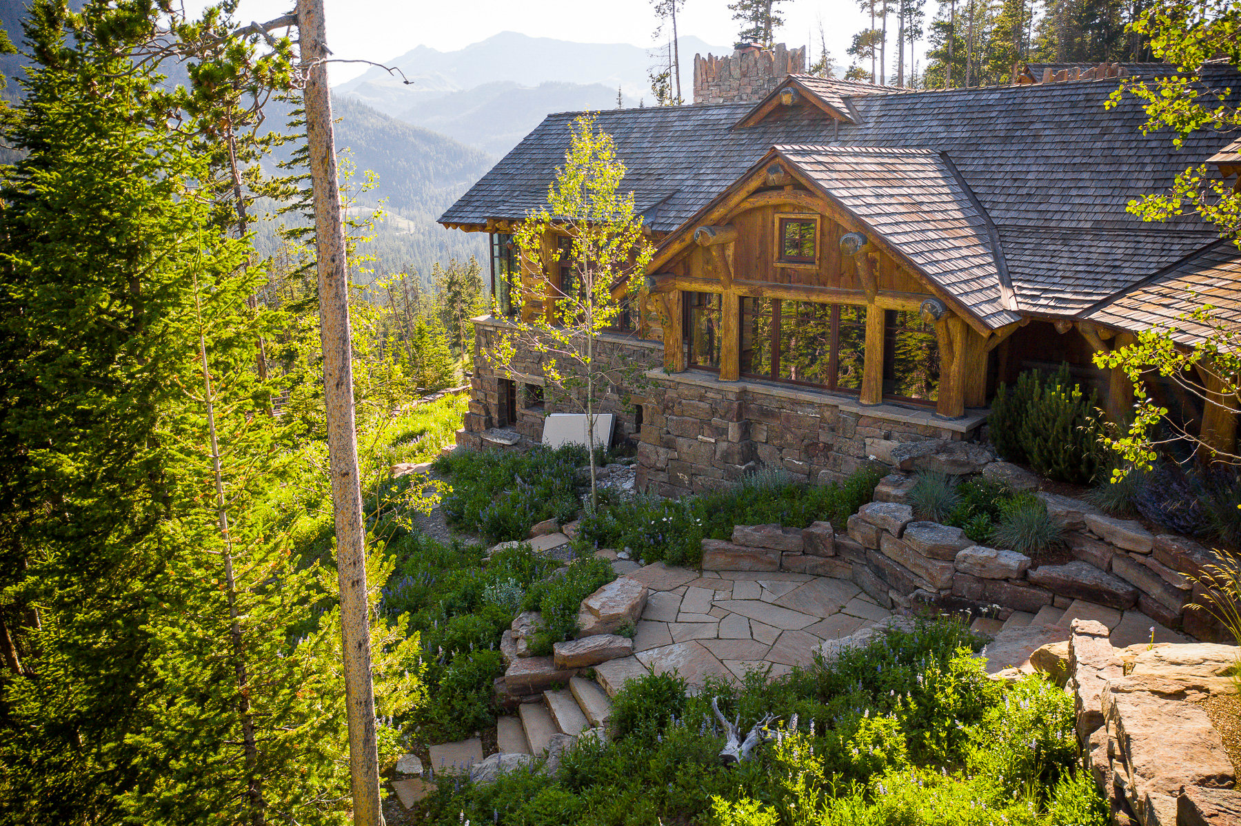 Walkway and landscaping around house