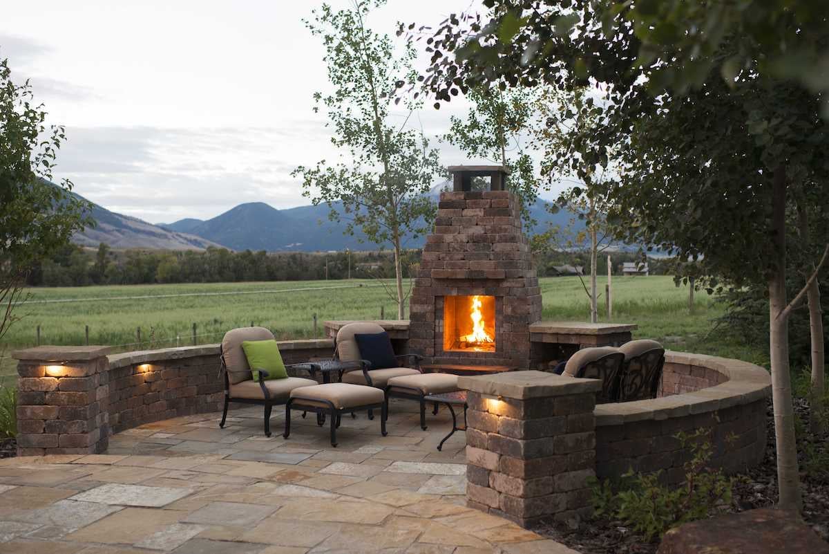 Outdoor fireplace in Bozeman, MT