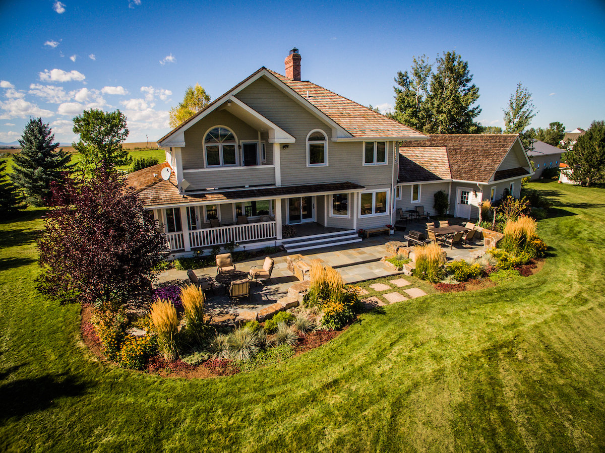 aerial view of landscape designed and built by Blanchford Landscape Group