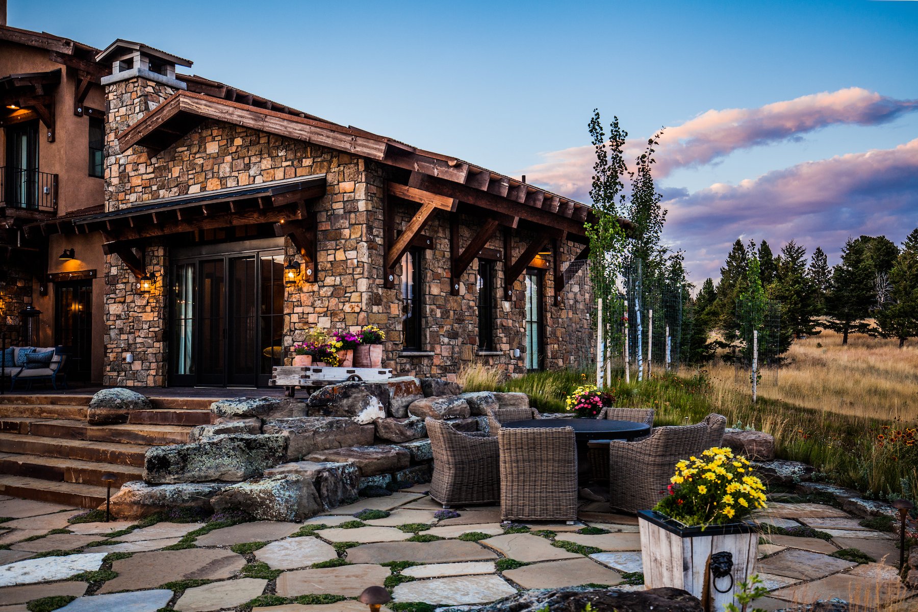 patio and landscape designed by Blanchford in Bozeman, MT