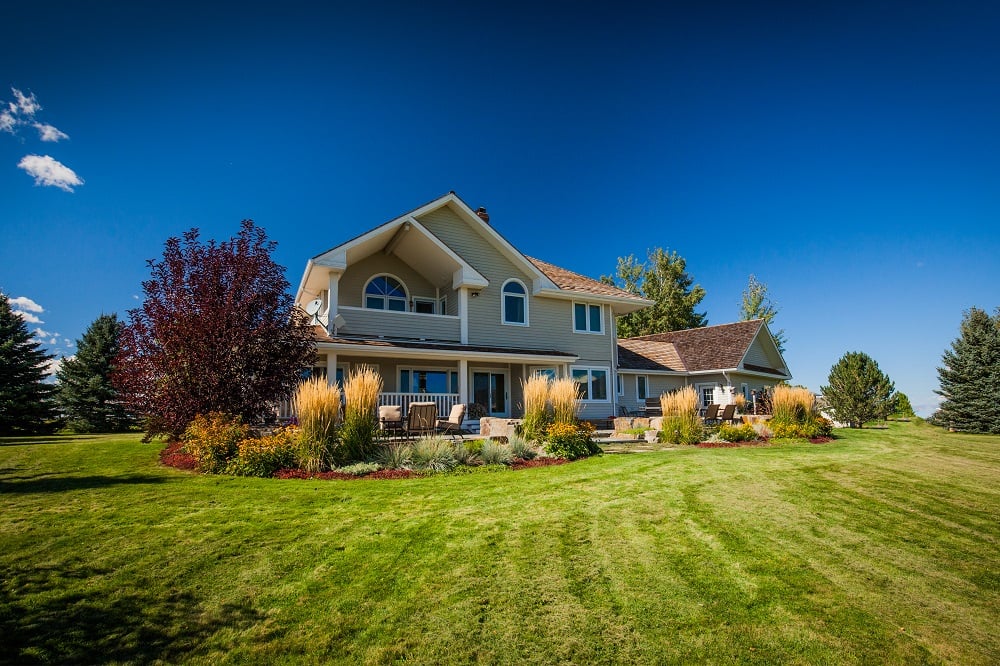 front yard with beautiful landscaping in Big Sky, MT