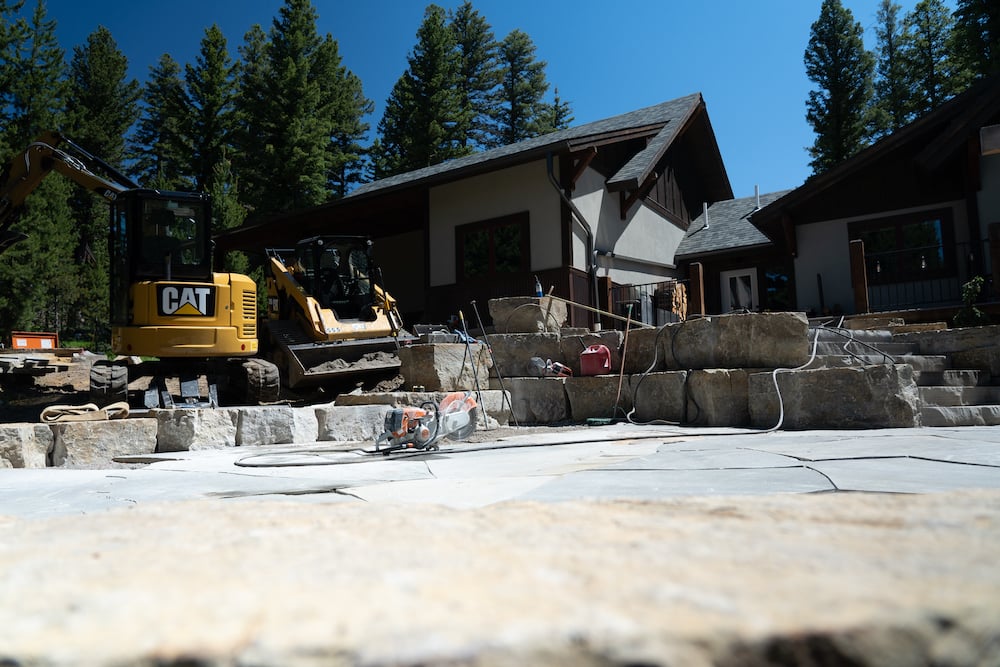 patio halfway through installation