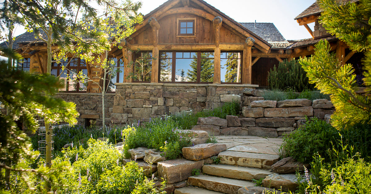 planting with stone steps and patios