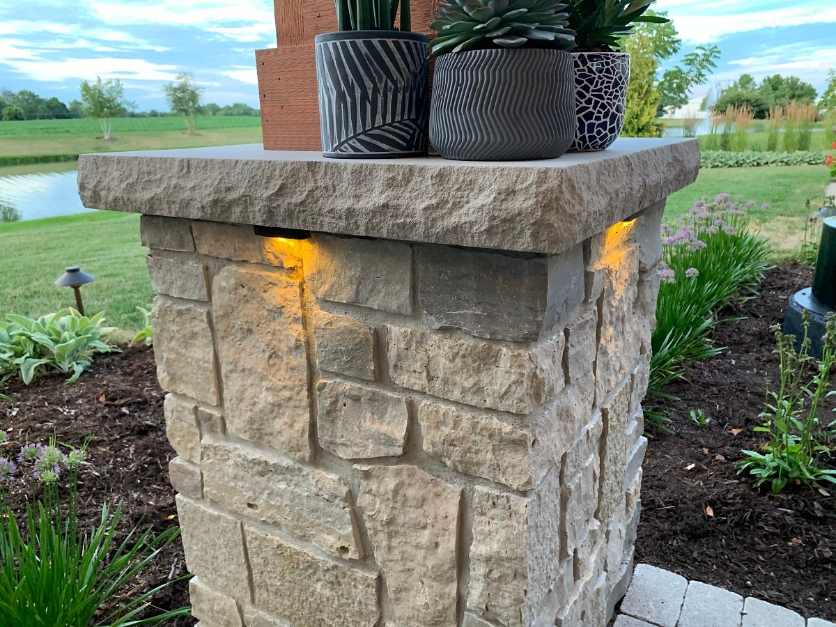 landscape lighting on patio post