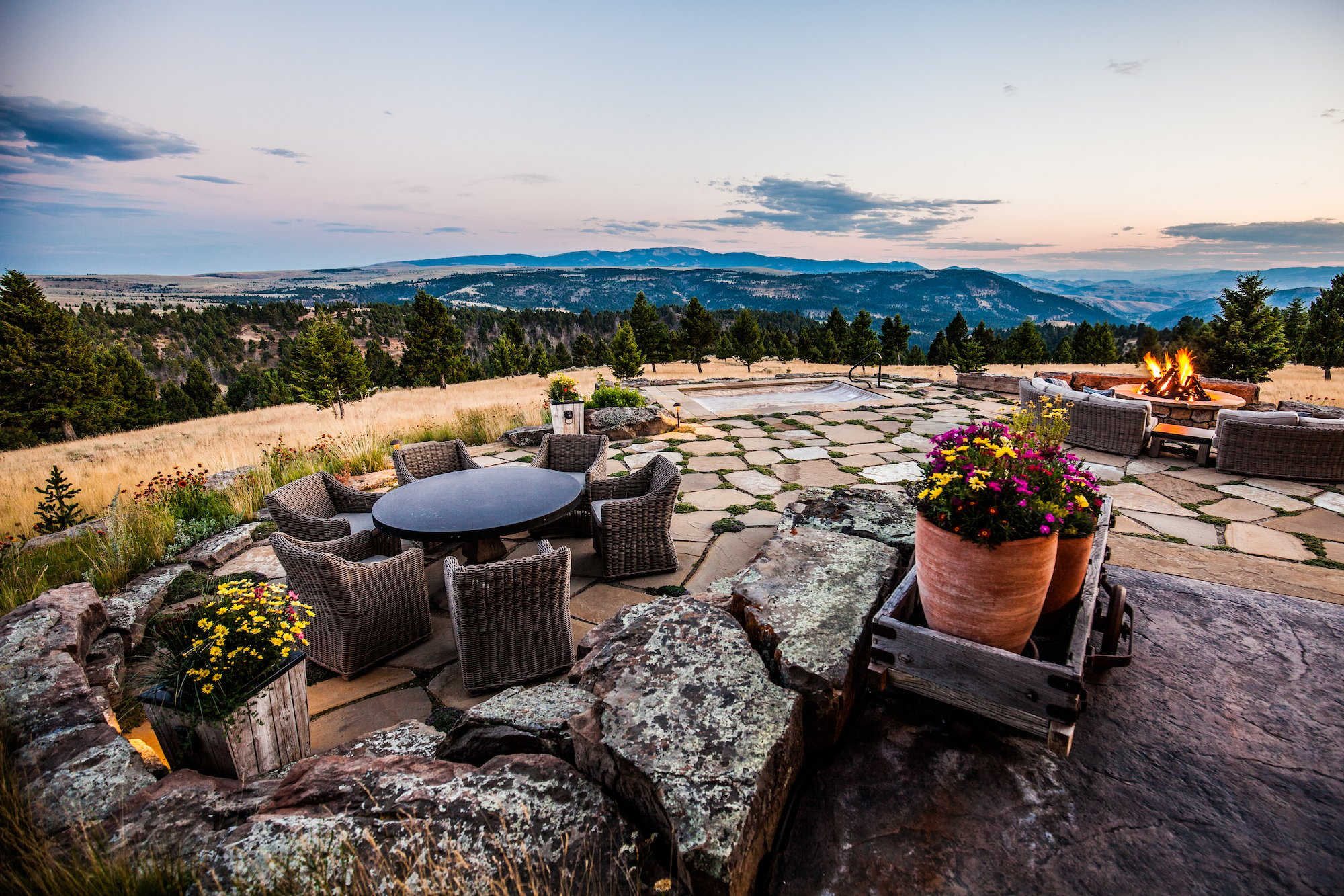 Landscape design with different areas to sit