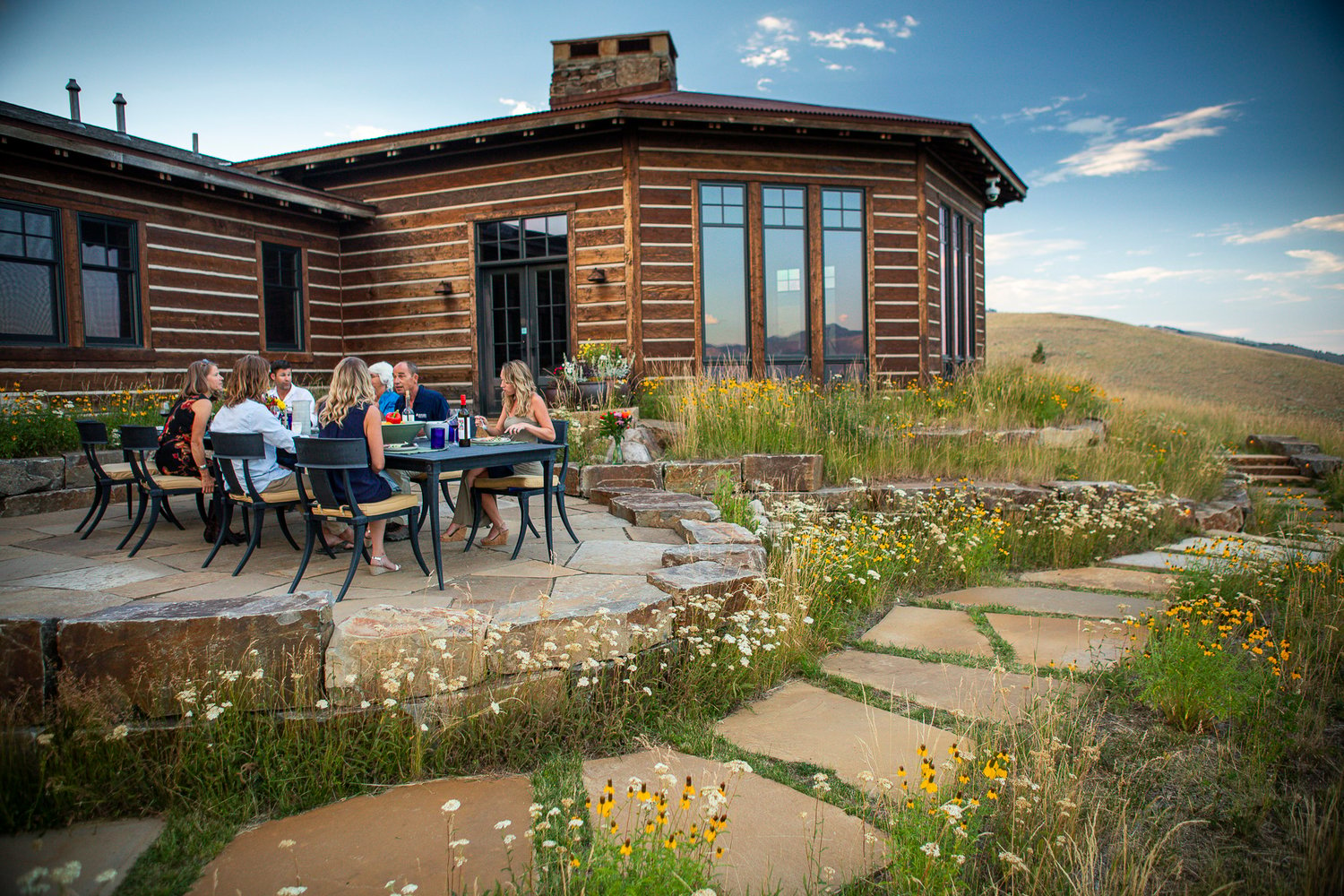 landscape customers spending time outside enjoying their patio