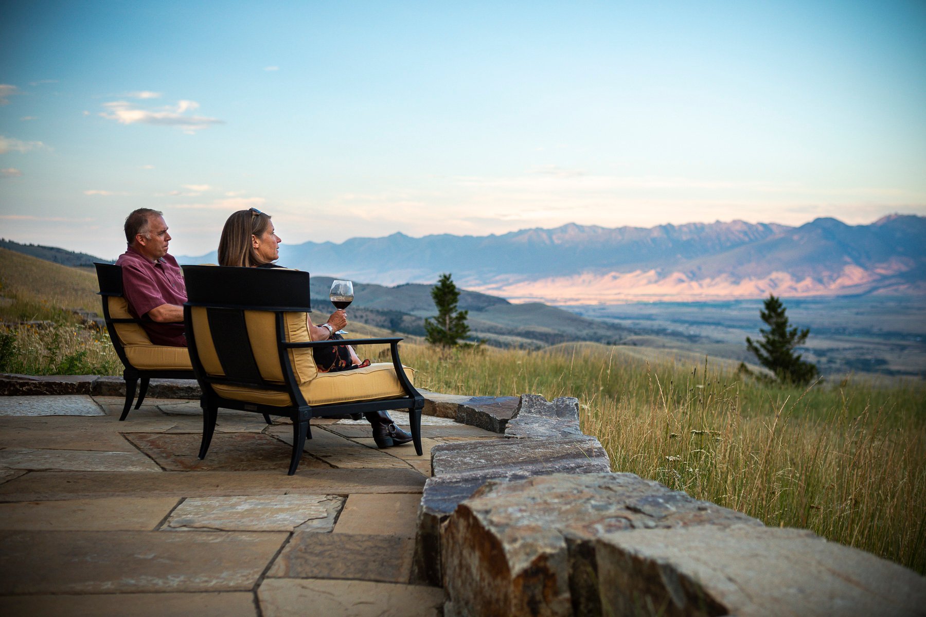 Customers enjoying patio and Montana backyard