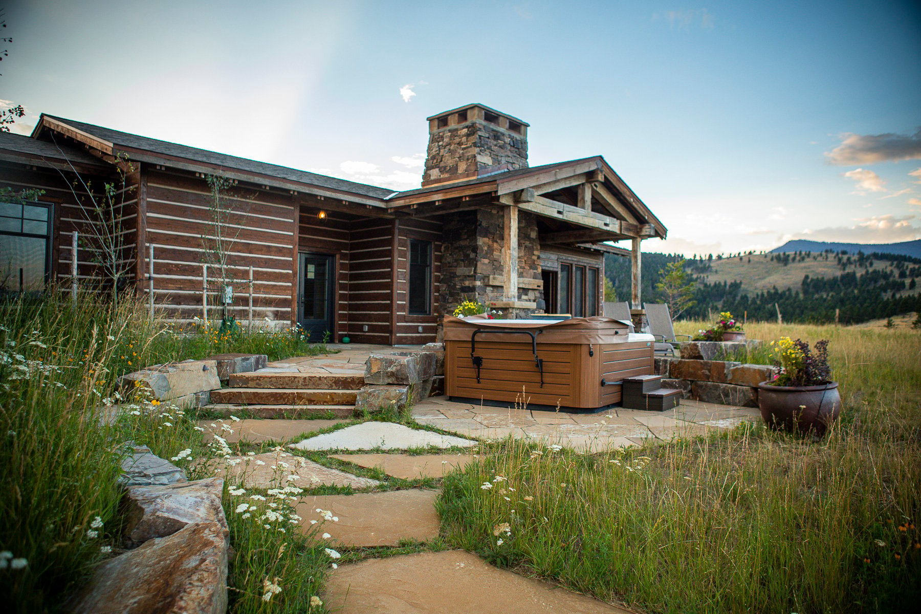 Hot Tub on stone patio