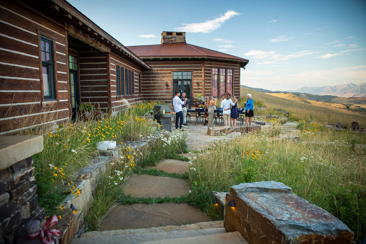 patio steps and stairs built with natural stone surrounded by native plantings