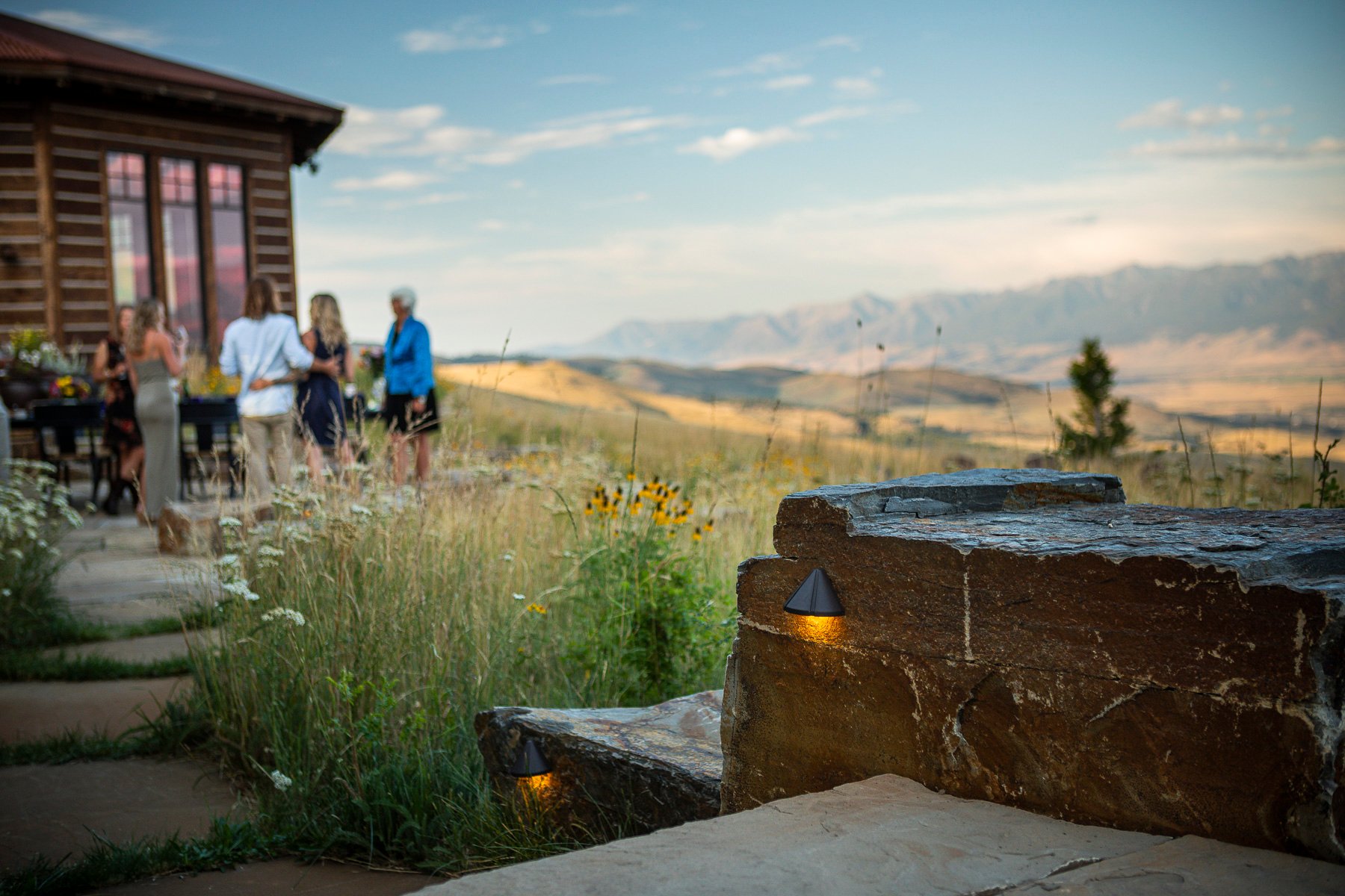 Landscape lighting installed on a wall