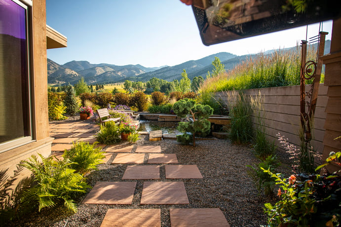 plantings around walkway