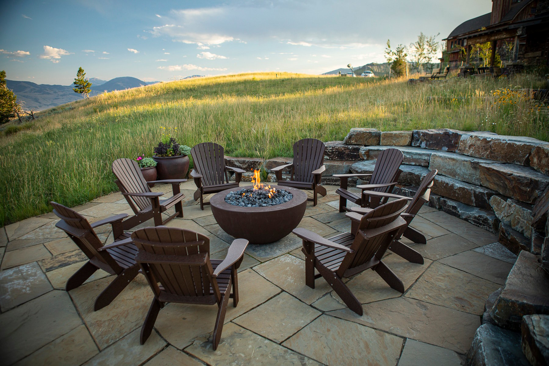 Fire pit and patio design to fit clients wants